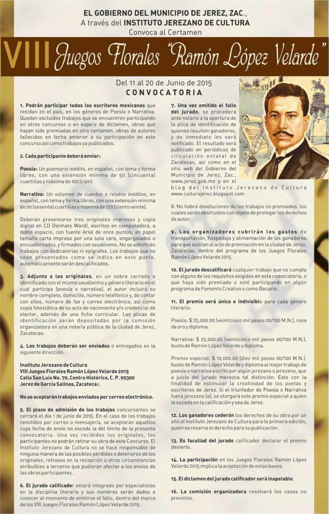 Convocatoria VII Juegos Florales "Ramón López Velarde"