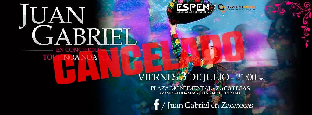 Cancelan concierto de Juan Gabriel en Zacatecas
