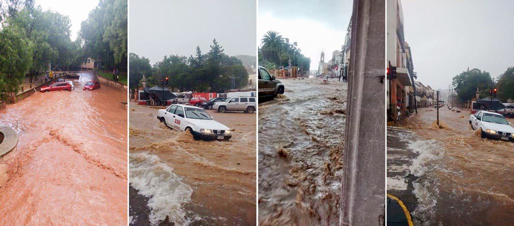 Cae intensa lluvia en la capital Zacatecana