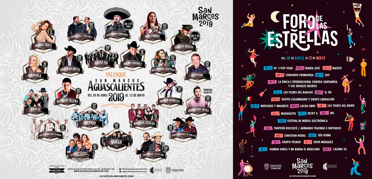 Programa Palenque y Foro de las Estrellas Feria Nacional de San Marcos 2019